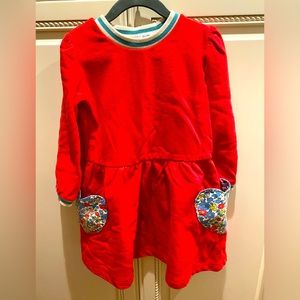 Mini Boden Heart Pocket Dress, Size 4-5 Yrs